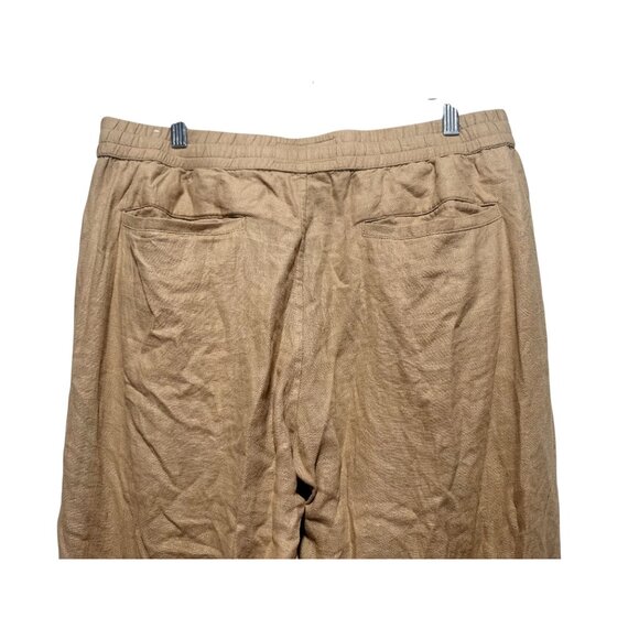 Abercrombie Fitch Linen Loose Fit Pants Womens Large Brown Embroidered Hem Beach - Picture 8 of 13
